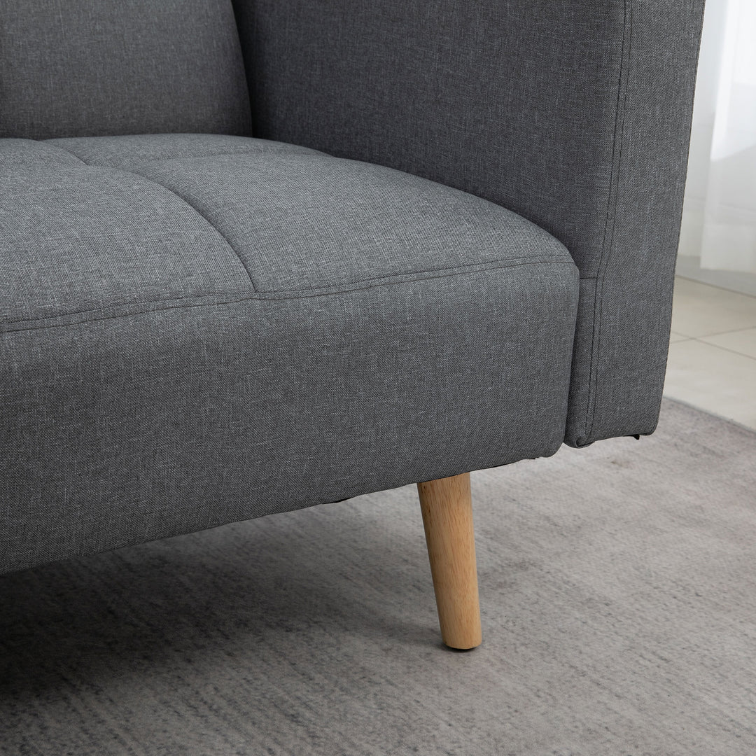 2 I 1 sovesofa 205 x 88 cm sofa med sengefunktion, sofa med siddehynde, hørlook grå