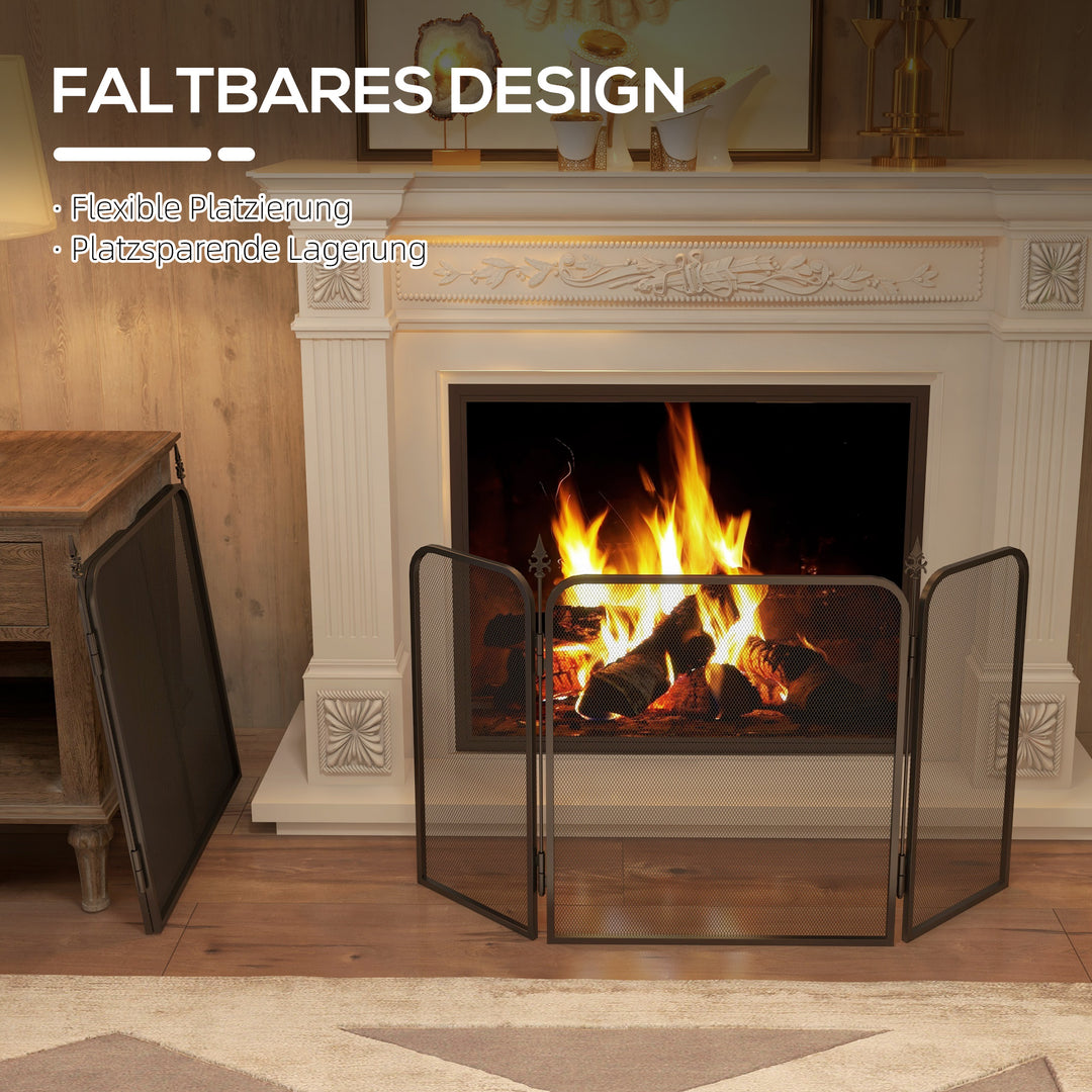 Sammenklappelig metalpejs gnistbeskyttelse, 96 x 1,3 x 56 cm, sort