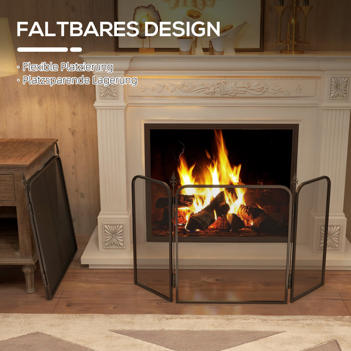 Sammenklappelig metalpejs gnistbeskyttelse, 96 x 1,3 x 56 cm, sort