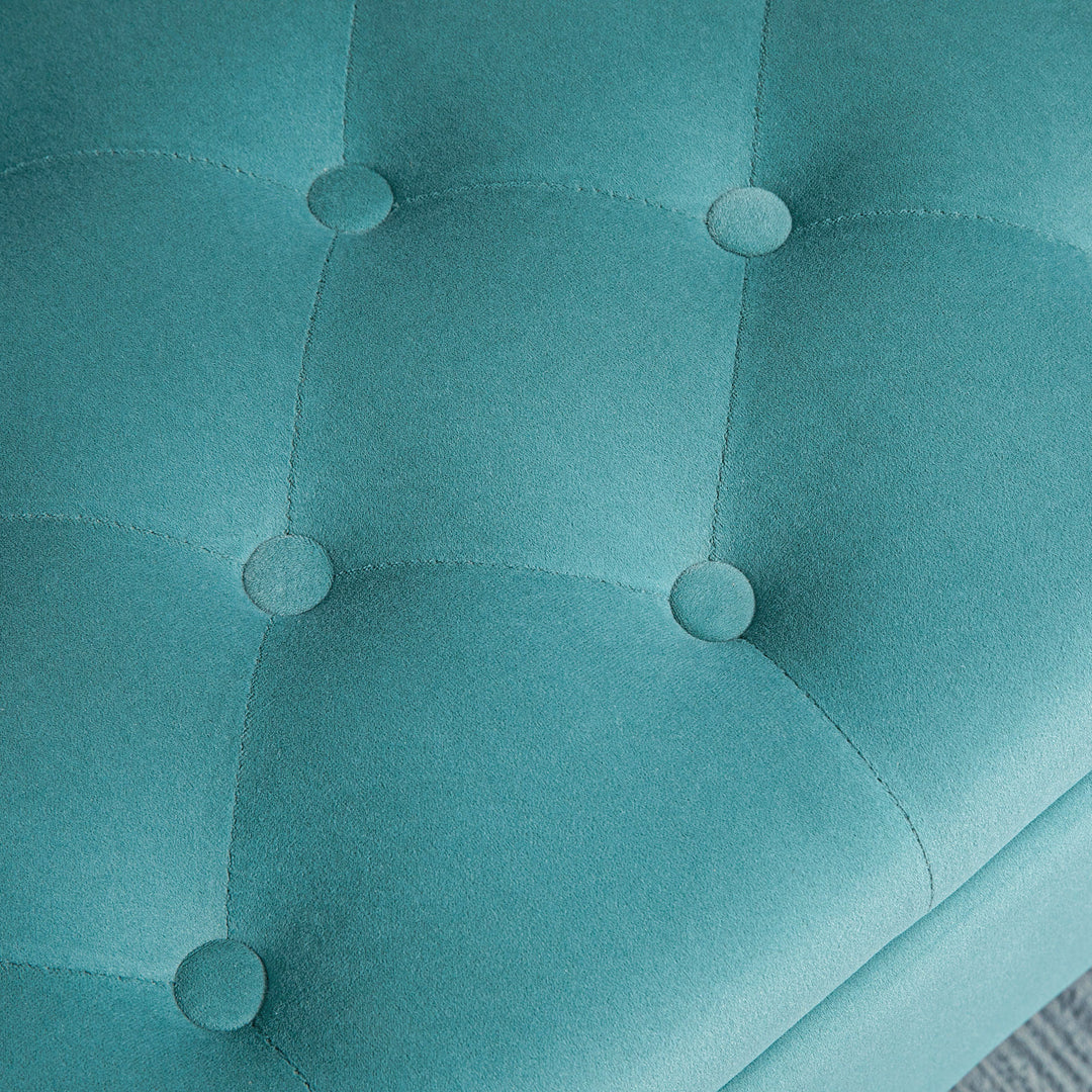 Vintage design bænk med opbevaring, velour look, grøn