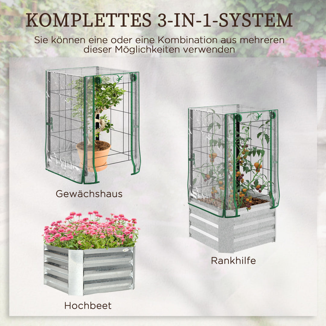 Højbeddrivhus sæt med 3 stk. med espalier plastikovertræk 53 x 53 x 90 cm