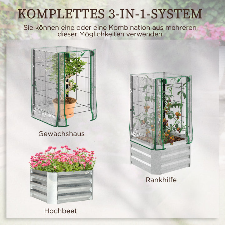 Højbeddrivhus sæt med 3 stk. med espalier plastikovertræk 53 x 53 x 90 cm