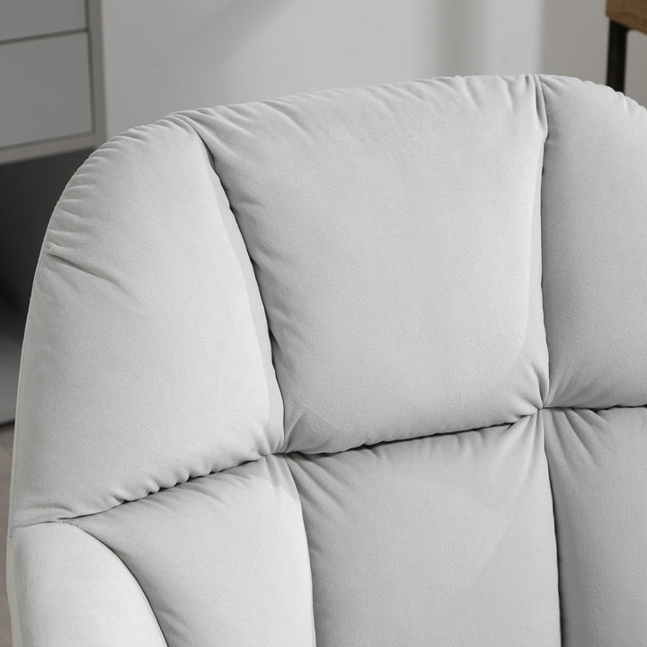 Kontorstol, ergonomisk, højdejusterbar, drejelig, fløjlslook, op til 120 kg, lysegrå