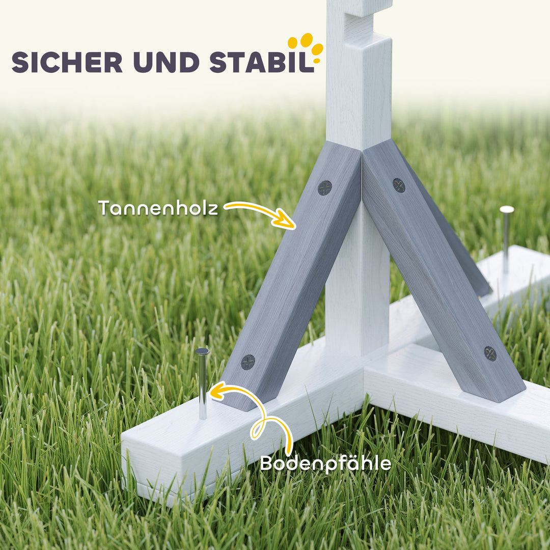Agility set hunde 4-delt agilityudstyr til hundetræning med højdejusterbare hækkedæk hvide