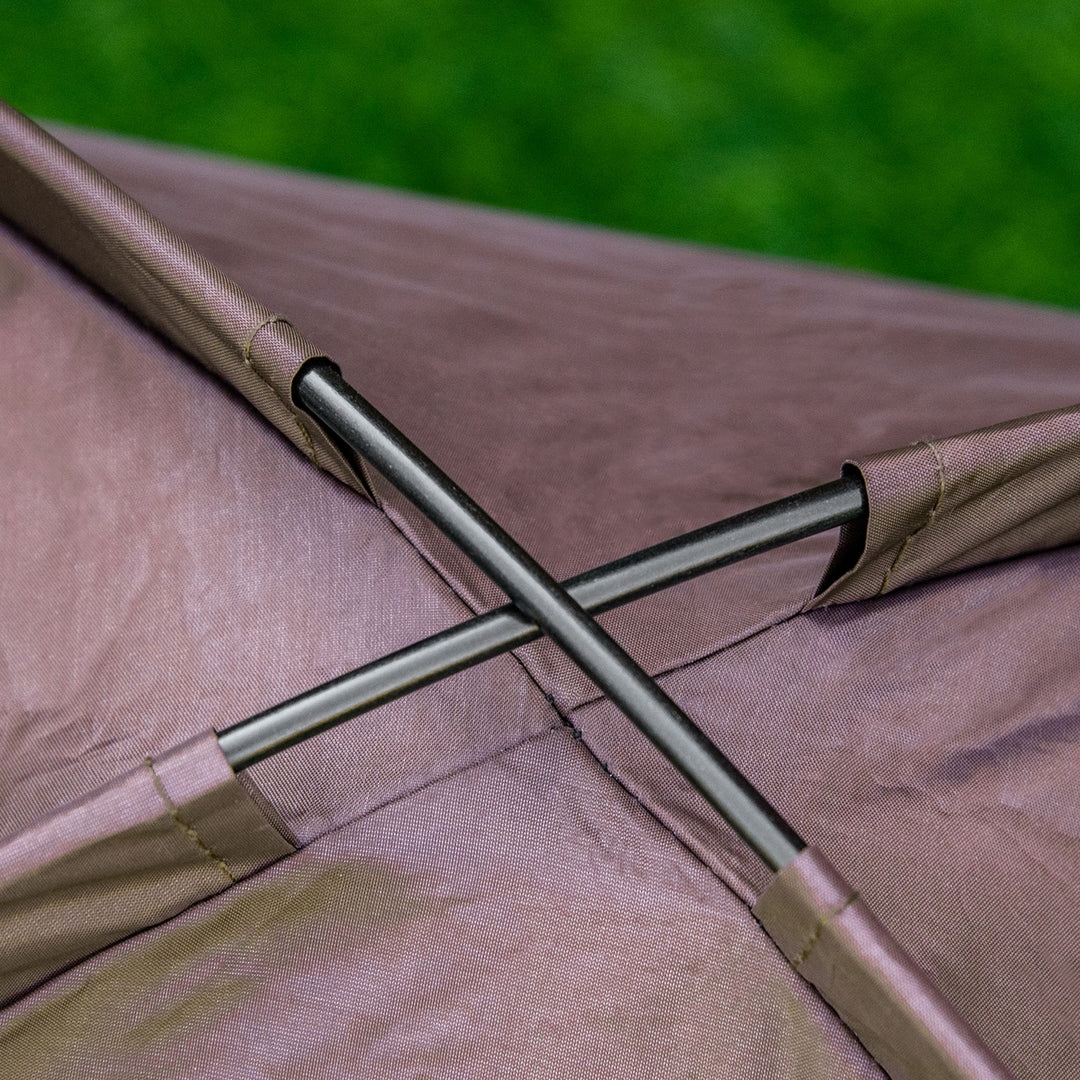 Kæledyrsseng med baldakin, sammenklappelig hundeseng, udendørs hundeseng, netstof, brun + sort