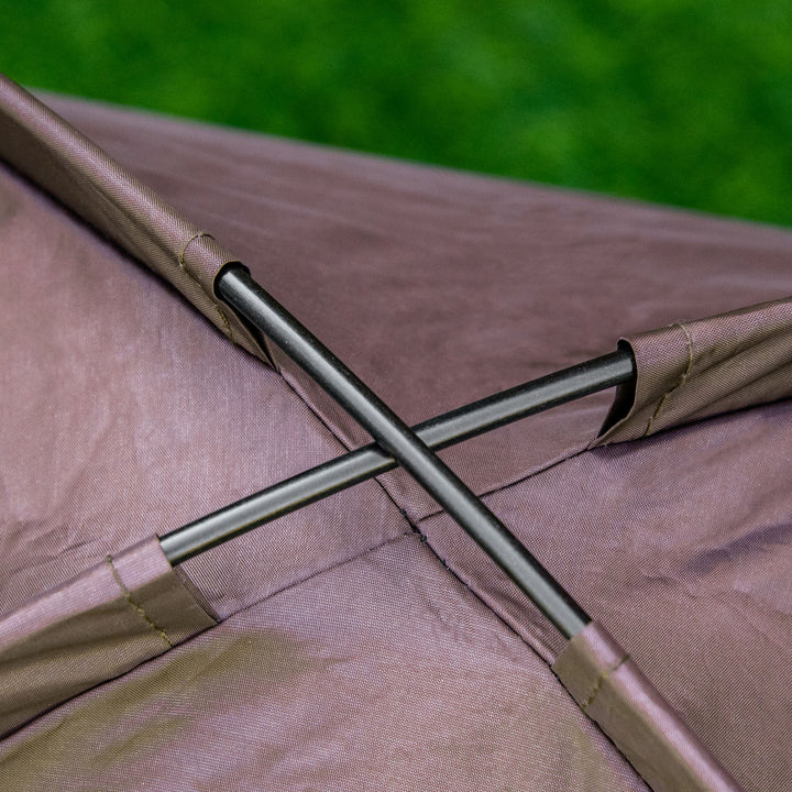 Kæledyrsseng med baldakin, sammenklappelig hundeseng, udendørs hundeseng, netstof, brun + sort