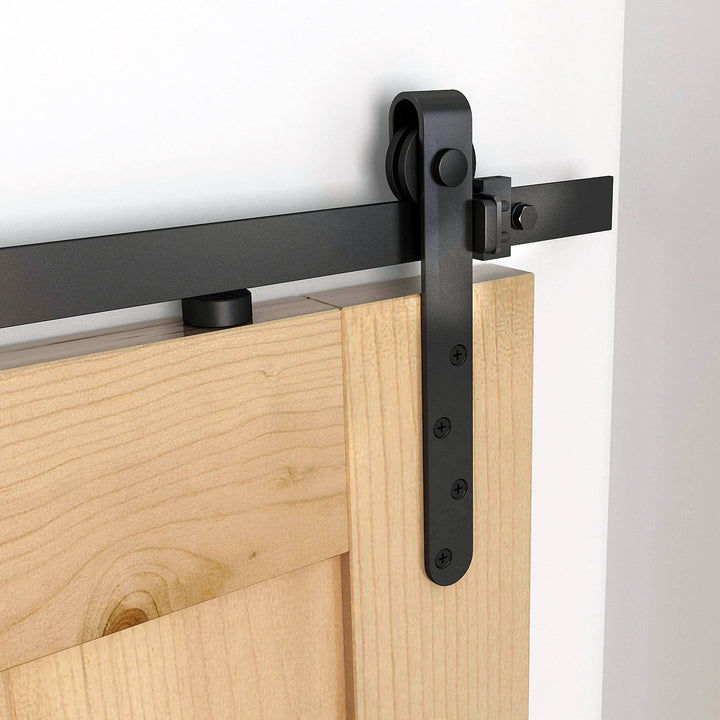 Skydedørsbeslagsæt 180 cm komplet sæt med skinner, ruller, anti-hop-anordninger kulstofstål