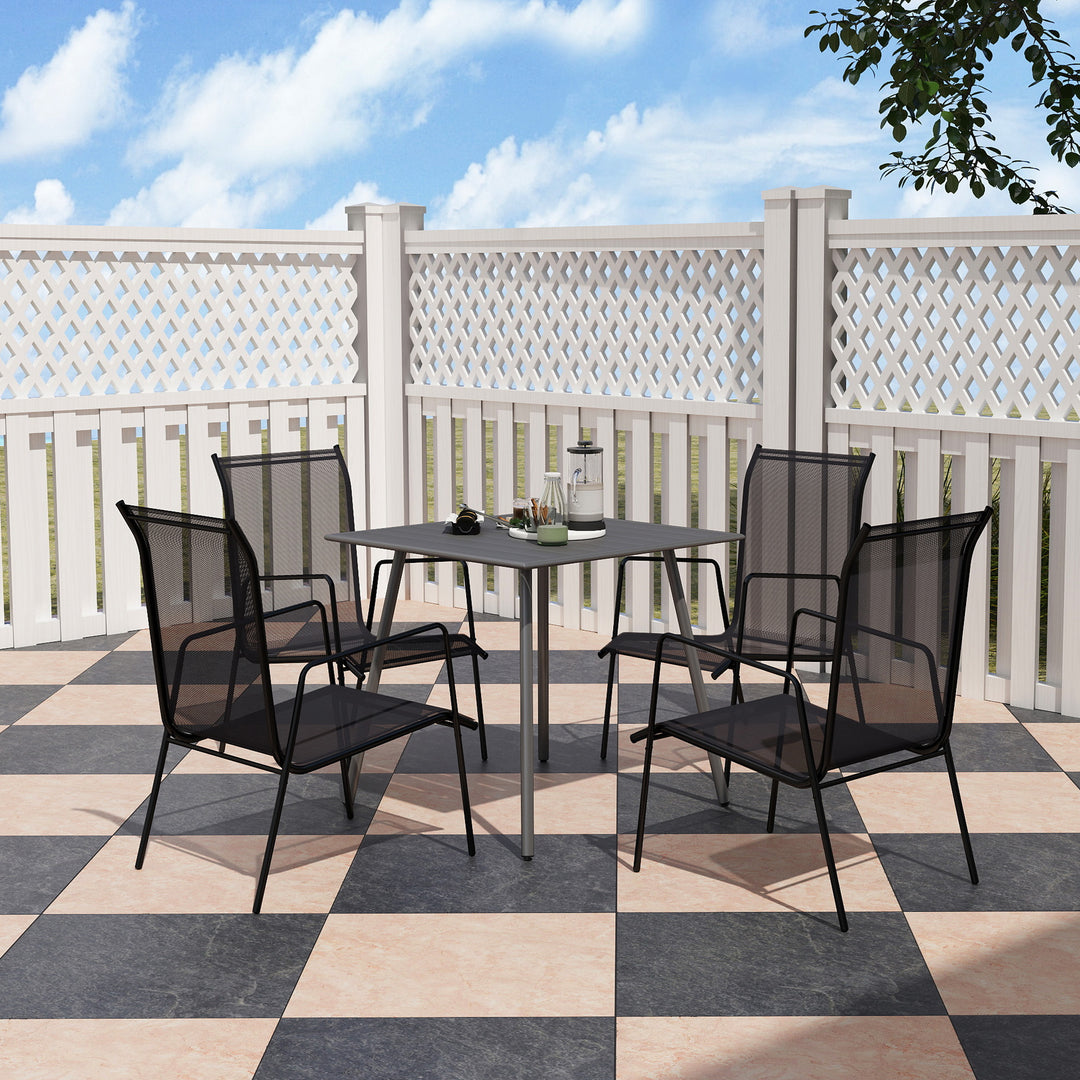 Havebord, udendørs spisebord til 4 personer, stålramme, let at rengøre, rustbestandig, 80 x 80 x 74 cm, grå