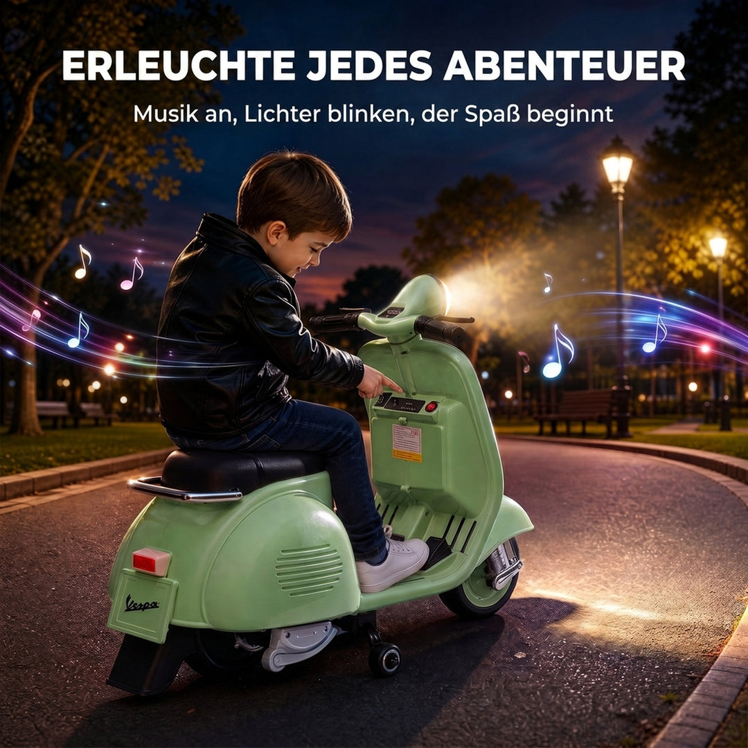 Elmotorcykel til børn VESPA 6V Elmotorcykel Lithiumbatteri Grøn