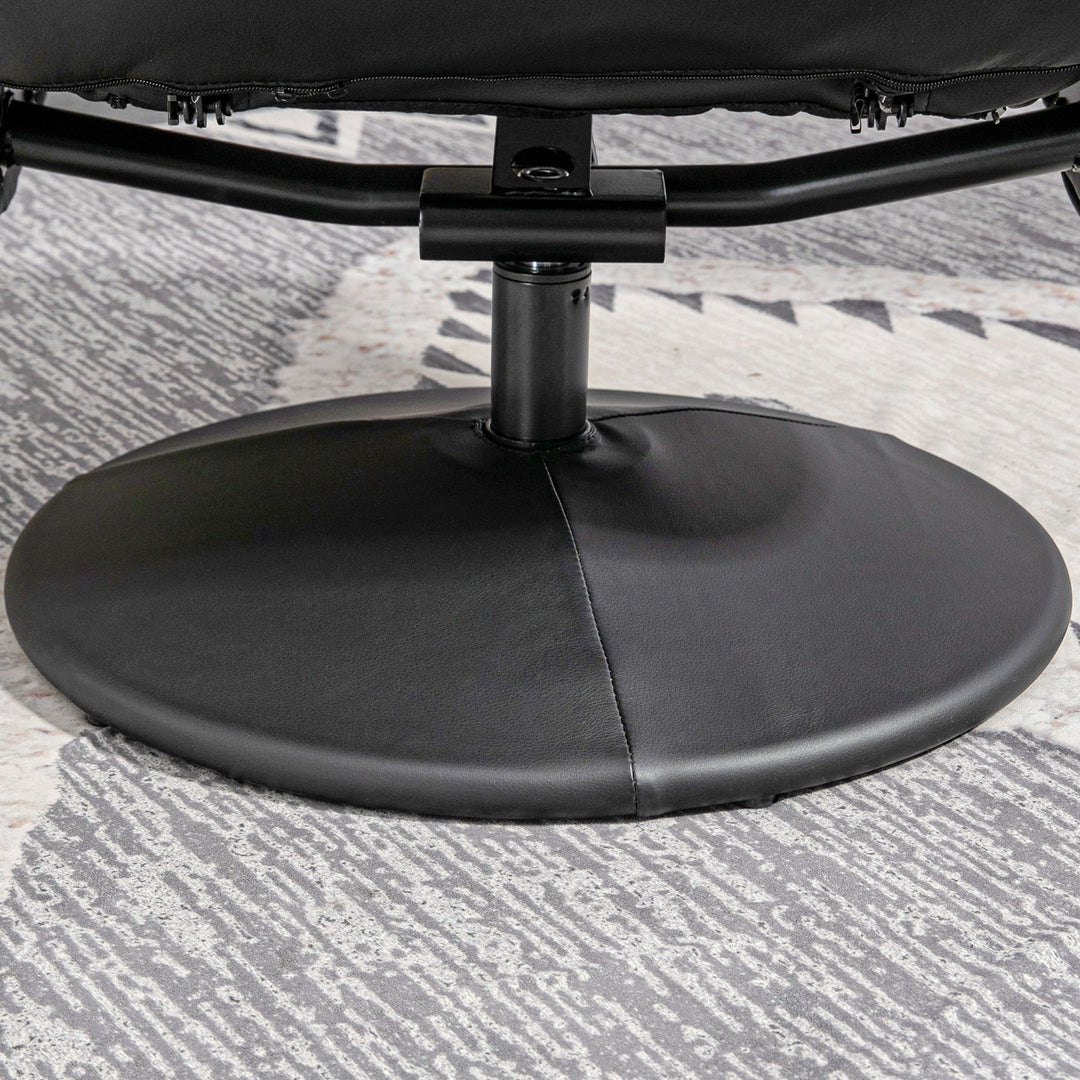 2-Delt lænestolsæt med fodskammel, lænestol med fodskammel, højdejusterbar, lænestol med ryglæn, sort