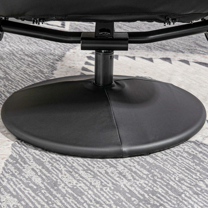 2-Delt lænestolsæt med fodskammel, lænestol med fodskammel, højdejusterbar, lænestol med ryglæn, sort