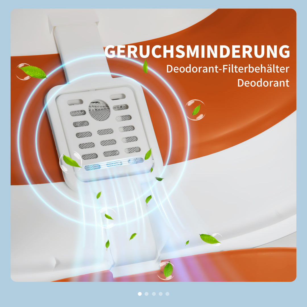 Kattebakke med låg og kattebakke, til katte op til 5 kg, 52 x 41 x 38 cm, hvid/orange