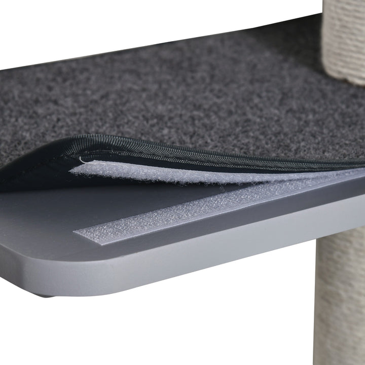 Vægmonteret kradsetræ til katte, træ, lysegrå + beige, 66 x 28 x 137 cm