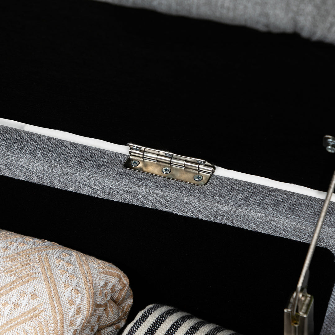 Bænk, opbevaringskommode, polstret bænk, hørlook, op til 150 kg, 101 x 38,5 x 44,5 cm, grå