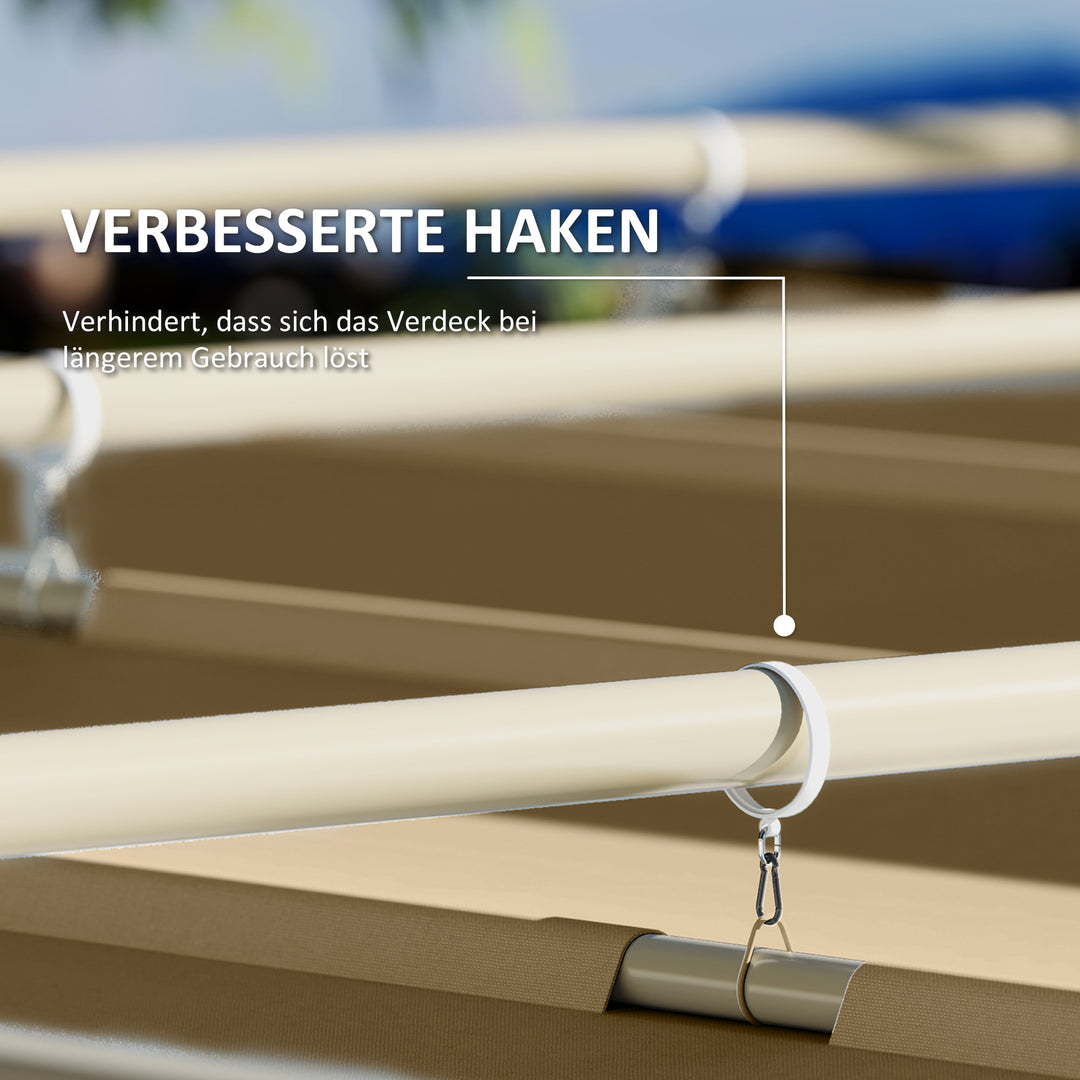 3 x 3 m havepergola med udtrækkeligt tag, pavillon, skyggemarkise, UPF30+, khaki