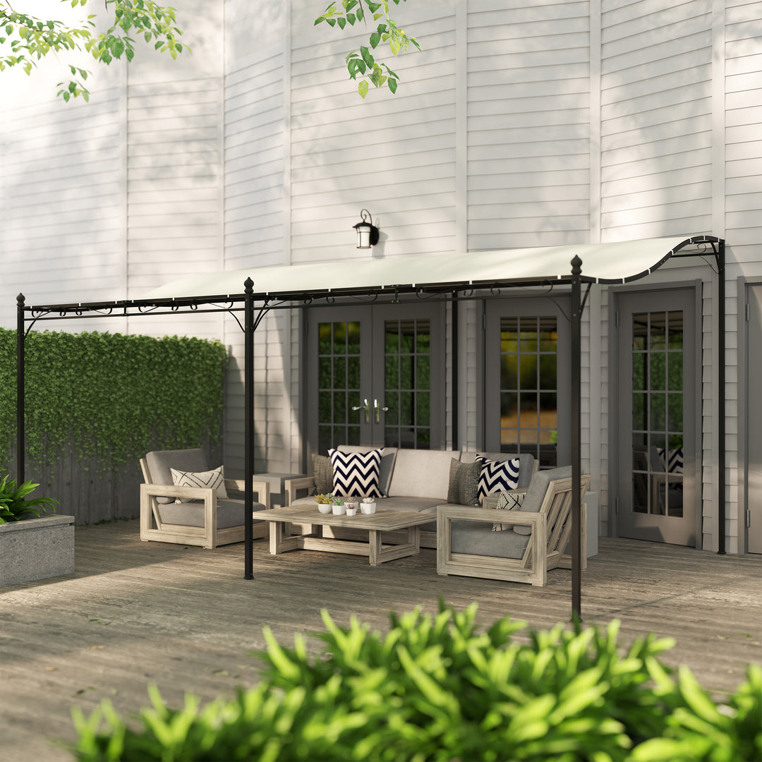 3 X 5 m pergola, fleksibelt havetag med vandtæt presenning og metalramme, skygge, cremehvid