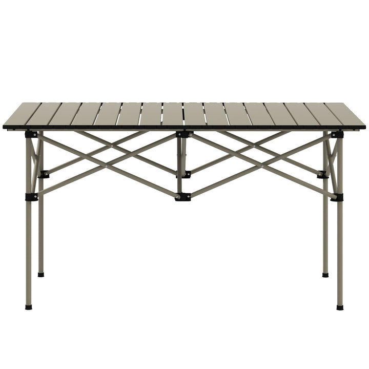 Campingbord klapbord med oprullbar bordplade havebord af aluminium 2 personer 95 x 55cm khaki