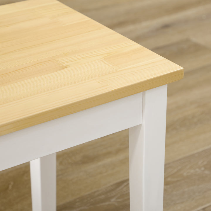 Bænk træbænk 2-personers bænk, massivt træ, lakeret, natur + hvid