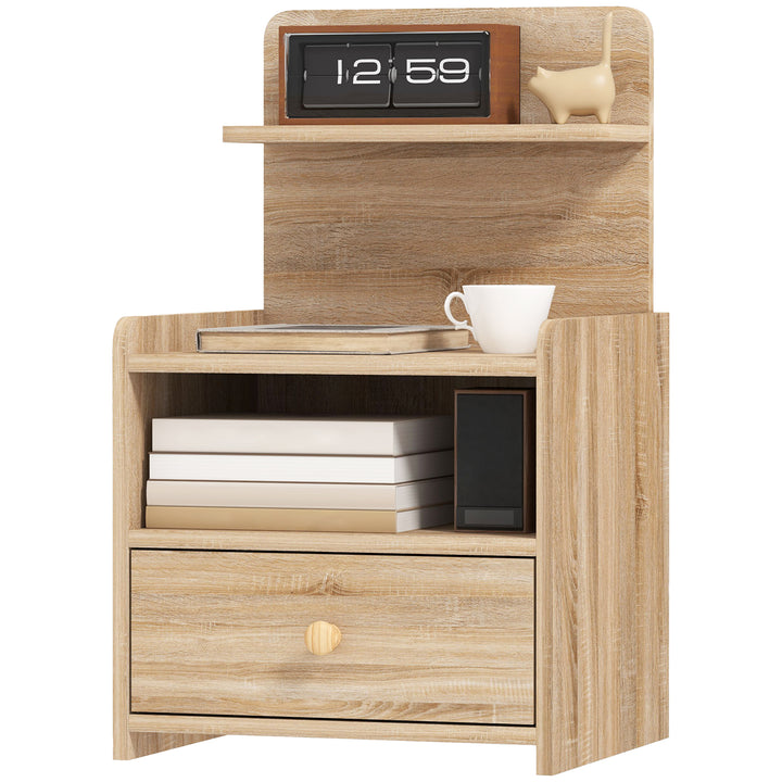 Sidebord, natbord med opbevaringsplads, spånplade, væltesikker, moderne, naturtræ