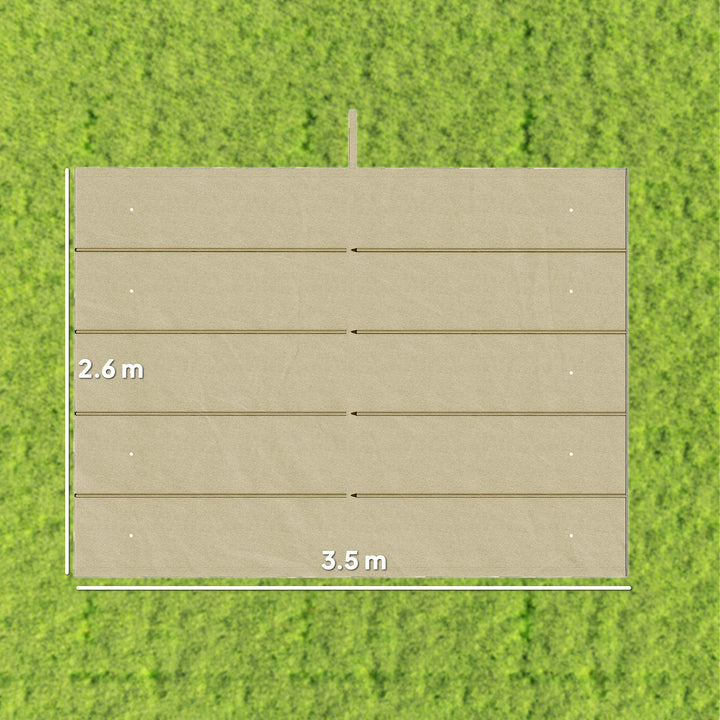 Udskiftningstag til 4 x 3 m pergola, udtrækkeligt, med drænhuller til regnvand, vejrbestandigt, polyester, 350 x 260 cm, beige
