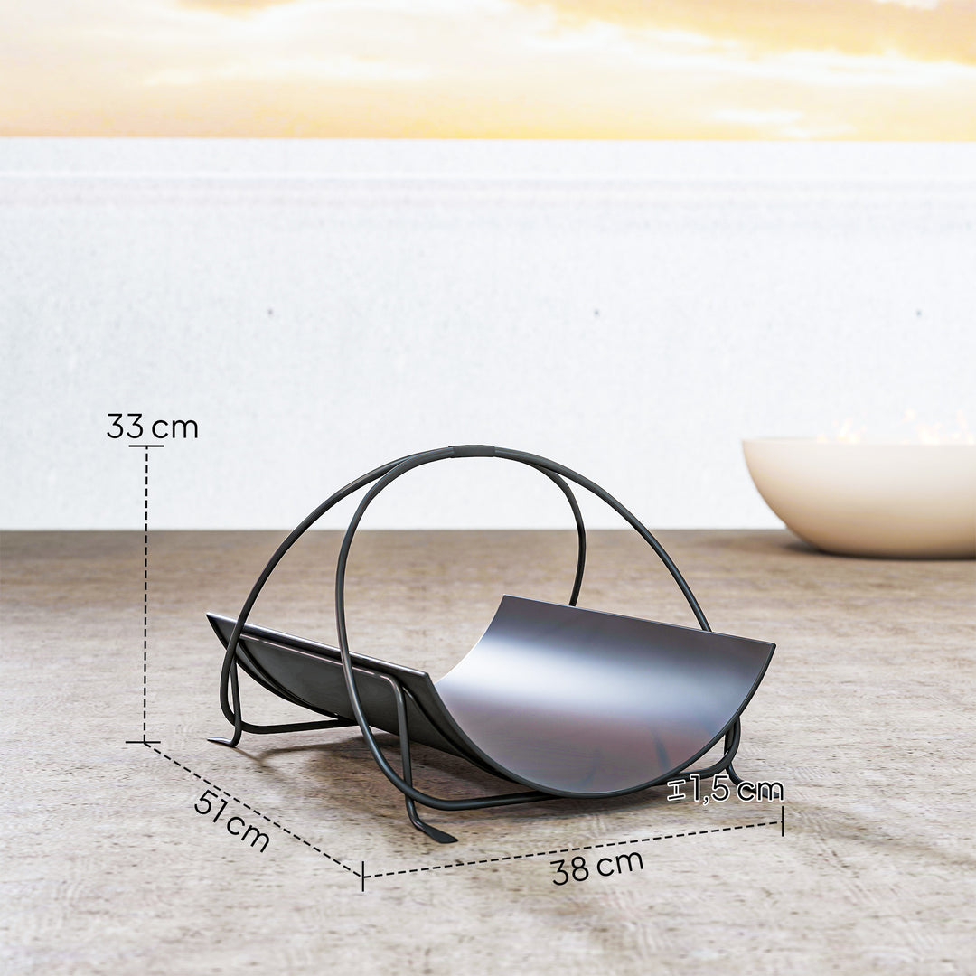 Indendørs brænderist, 51 x 38 x 33 cm, geometrisk design med metalhåndtag, sort