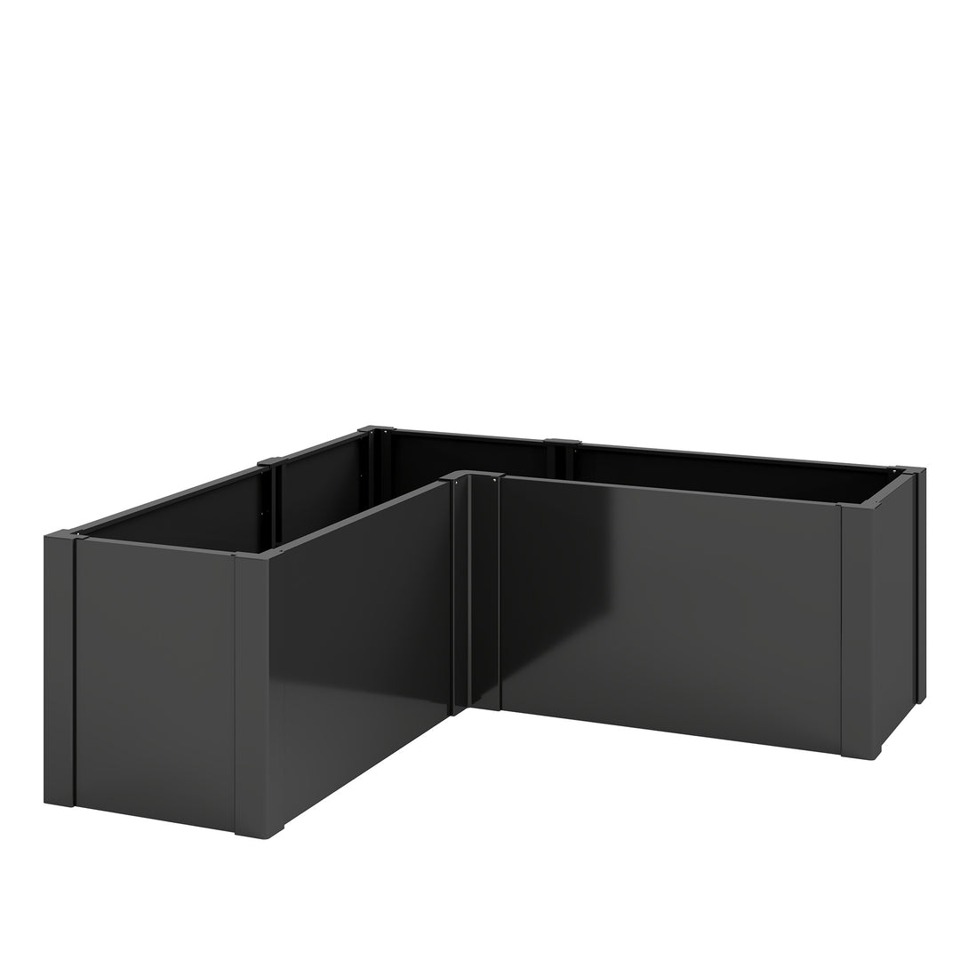 L-formet hævet havebed, vejrbestandig, plantebed/koldramme af galvaniseret stål, 150 x 150 x 55 cm, sort