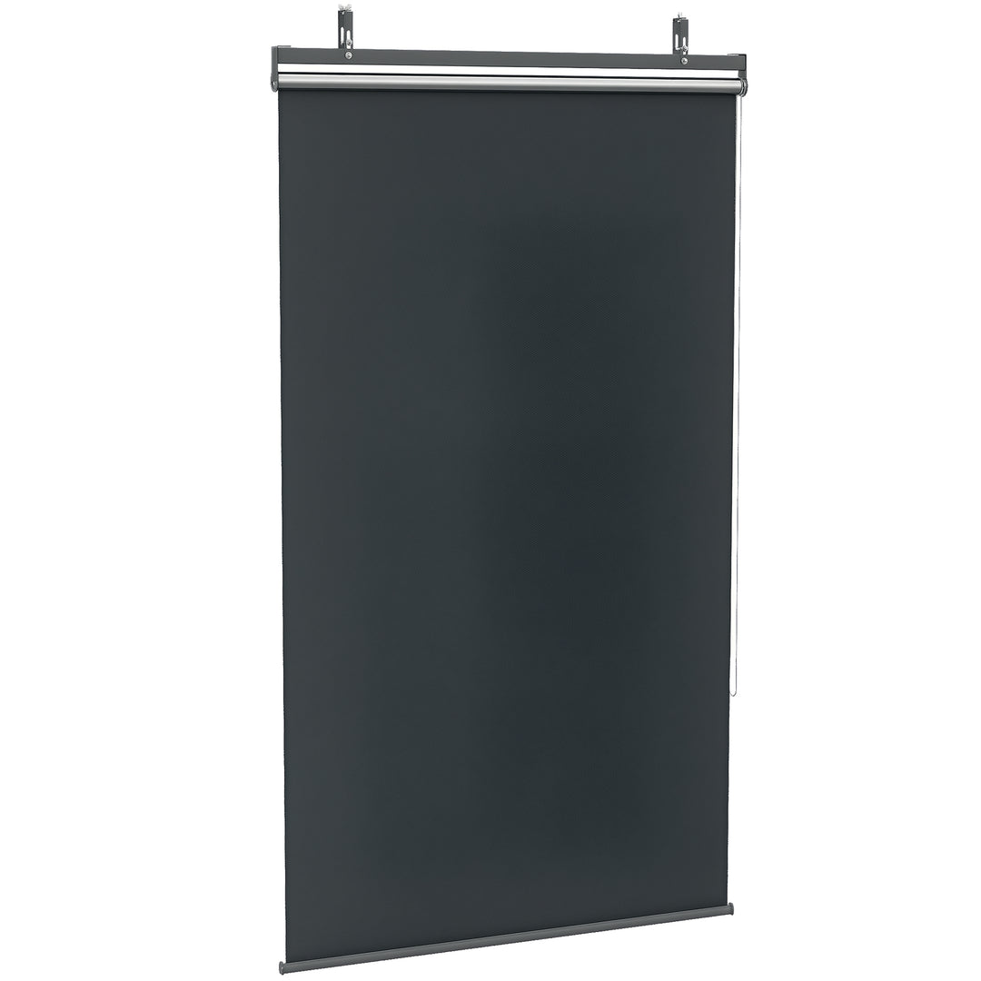 Lodret markise, højdejusterbar, kædetræk, inkl. kroge, 124 cm x 222 cm, mørkegrå