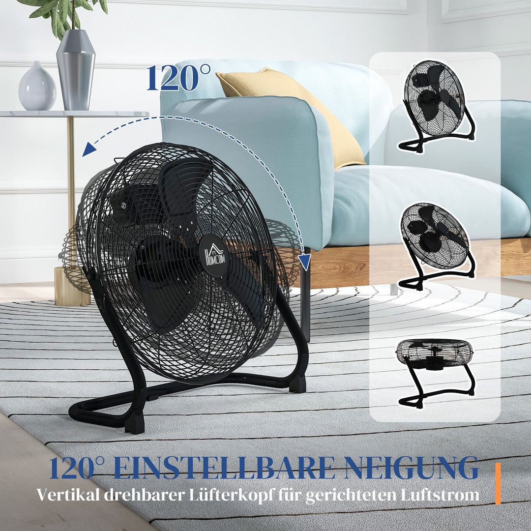 Elektrisk bordventilator med 4 hastighedsindstillinger, 120° justerbar vinkel, sort