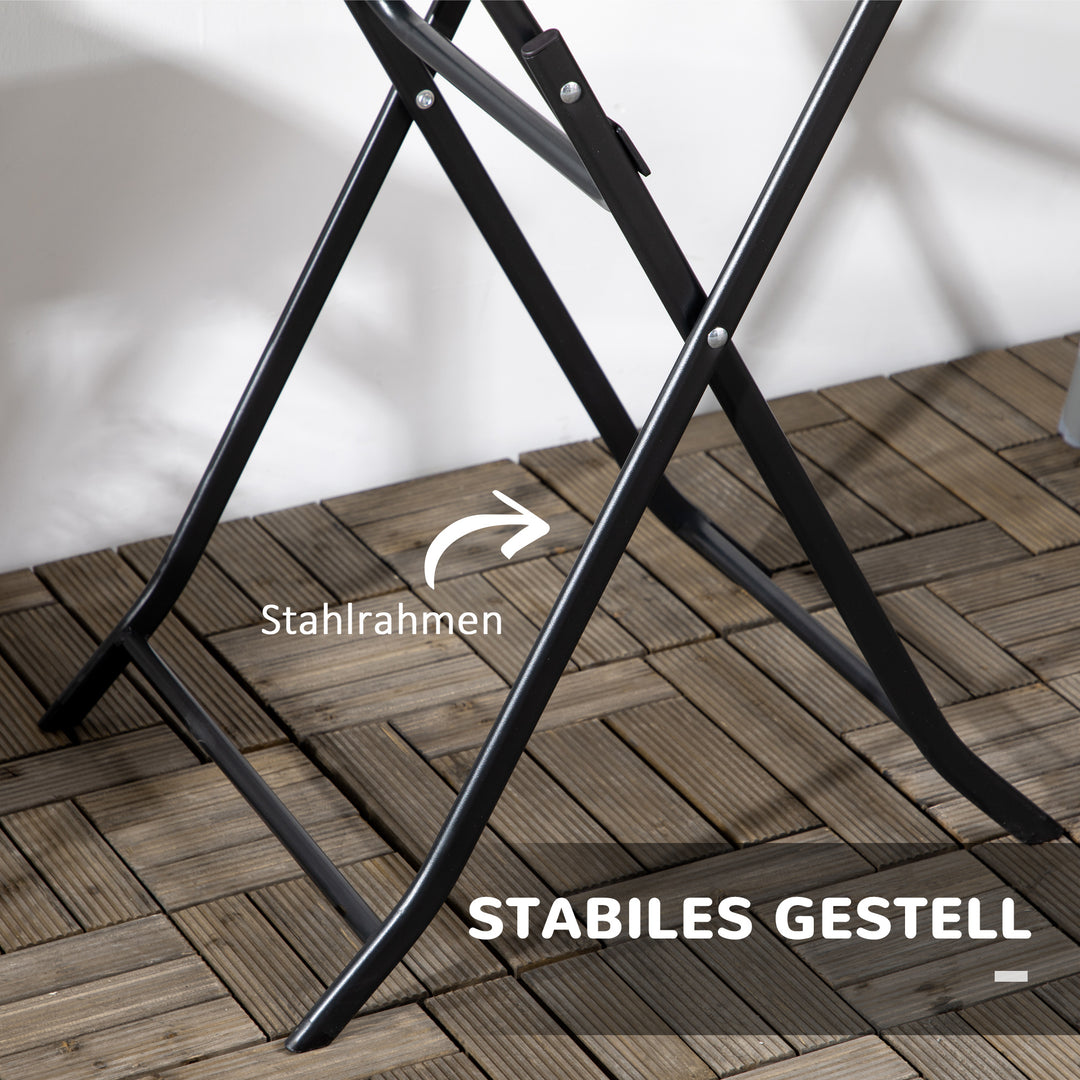 Havebord, rundt, foldbart, til 2 personer, trælook, stål+plast, mørkegrå, 60 x 60 x 73 cm