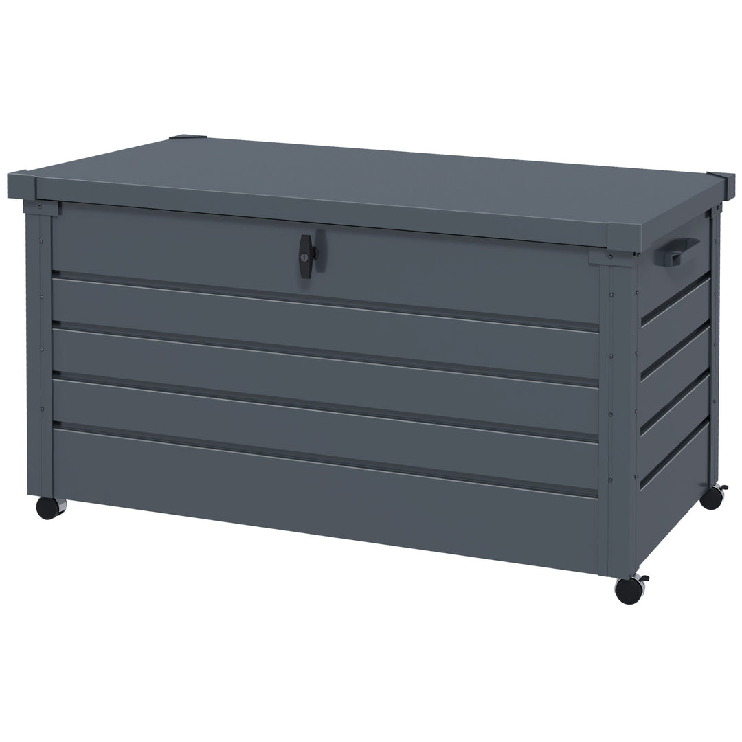 Metal haveopbevaringskasse, 311 liter, med håndtag, 120 x 62 cm, mørkegrå