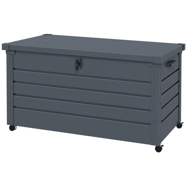 Metal haveopbevaringskasse, 311 liter, med håndtag, 120 x 62 cm, mørkegrå
