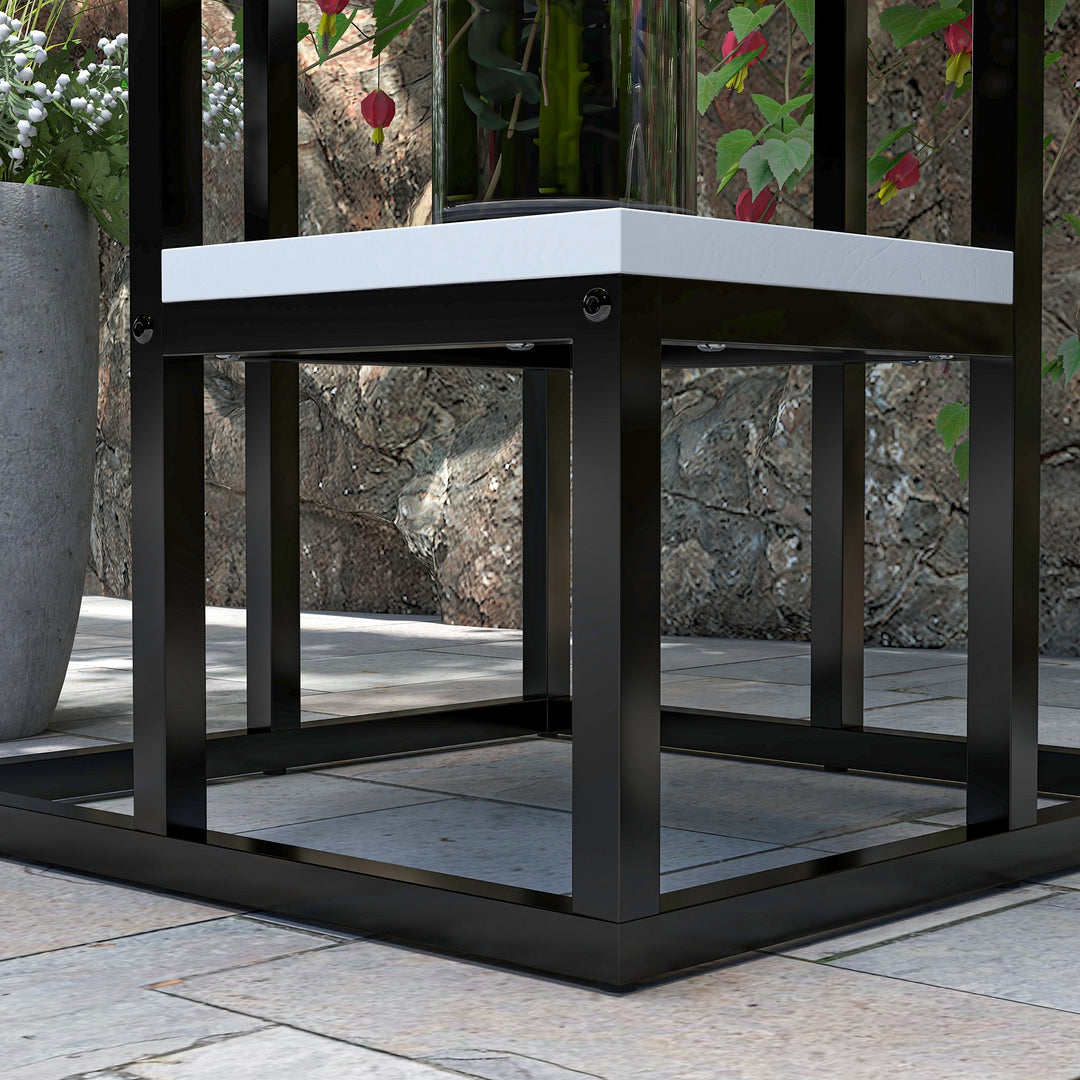 Blomsterhylde, 4 niveauer, indendørs og udendørs, metalramme, 34l x 34b x 70h cm, sort+hvid