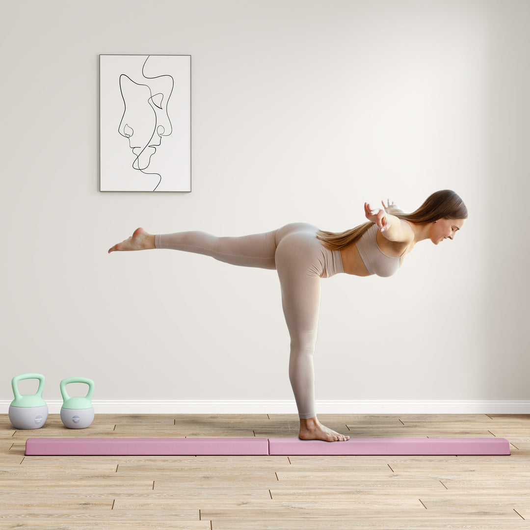 Balancebom 2,4 m, foldbar, skridsikker bund, til 3+ år, op til 80 kg, pink