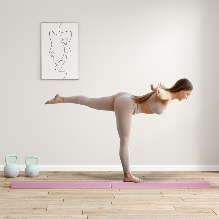 Balancebom 2,4 m, foldbar, skridsikker bund, til 3+ år, op til 80 kg, pink