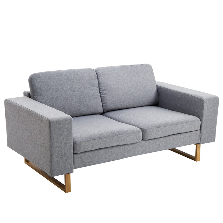 ® 2-Personers sofa stofsofa hjørnesofa polstret sofa siddemøbler armlæn træ lysegrå 145 x 82 x 78 cm