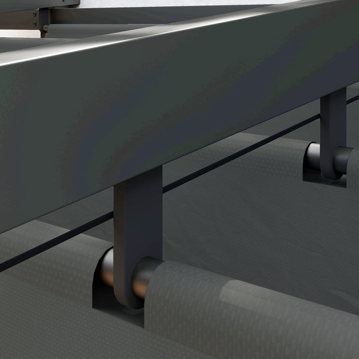 Pavillon, 3 x 3 m pergola, vindtæt terrassetag, vægmonteret, justerbart tag, til have, terrasse, mørkegrå