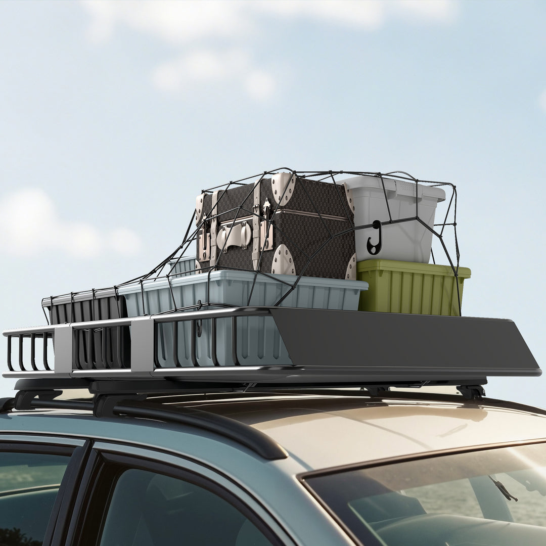 Metal tagbøjle til biler, 162x99x16cm, universal bagagebærer, tagbøjle, lasteevne på 100 kg, bagagekurv til camping, grill, bilture, sort
