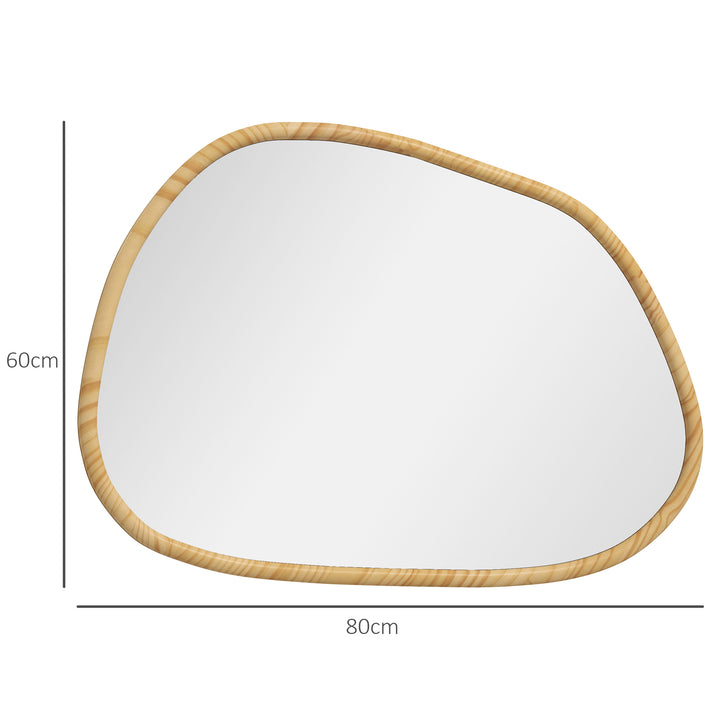 Vægspejl dekorativt spejl, vintage design, 80 cm x 2,1 cm x 60 cm, massivt træ, naturlig