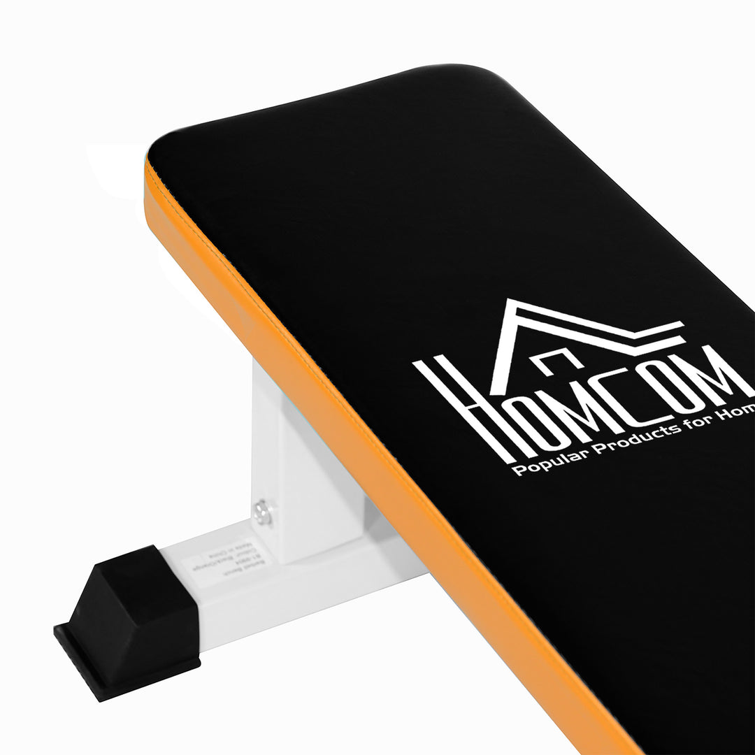 Vægtbænk, flad bænk, fitnessbænk, multifunktionel træningsbænk til styrketræning derhjemme, stål, sort, 112 x 62 x 43 cm