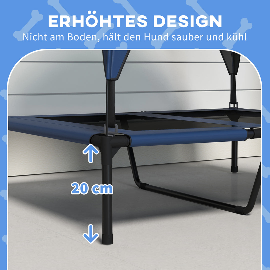 Hundeseng med tag, åndbar, vandafvisende, op til 30 kg, 91 x 76 x 89 cm, mørkeblå