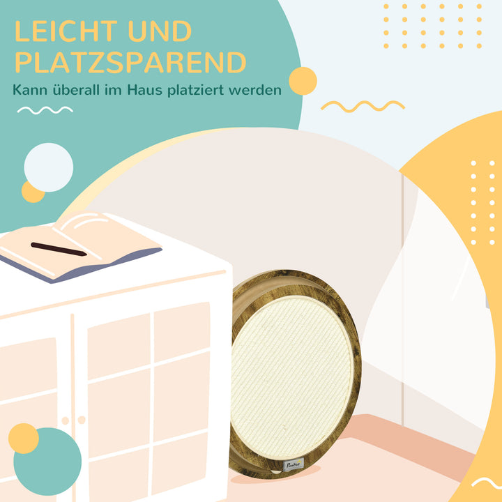 Kradsebræt med legetøj, kradsemåtte, kattelegetøj, 40 cm x 40 cm x 4,5 cm, naturlig