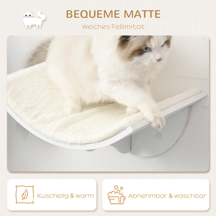 Kattehylde, vægmonteret, blød hvileflade, op til 10 kg, 41 x 28 x 21 cm, hvid