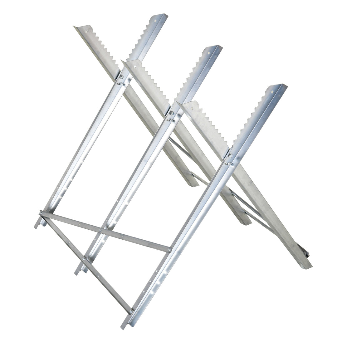 Motorsavstativ, foldbart savstativ til brænde, sølvmetal, 83 x 83 x 79 cm