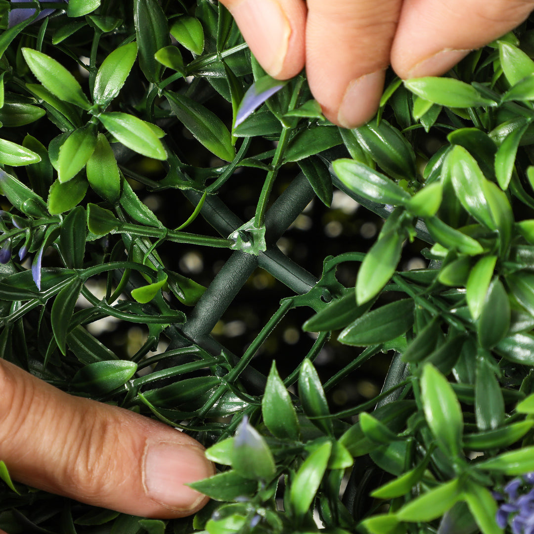 Sæt med 2 kunstige kugleplanter, uv-resistente, indendørs og udendørs, 42 cm, grøn + lilla