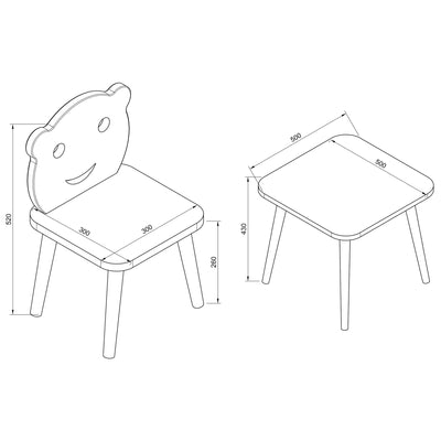 Bordsæt, bord med 2 stole, til børn, blå