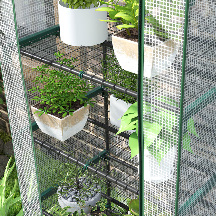 Minidrivhus til blomster eller grøntsager, stål, plastik, 69l x 49b x 193h cm, hvid