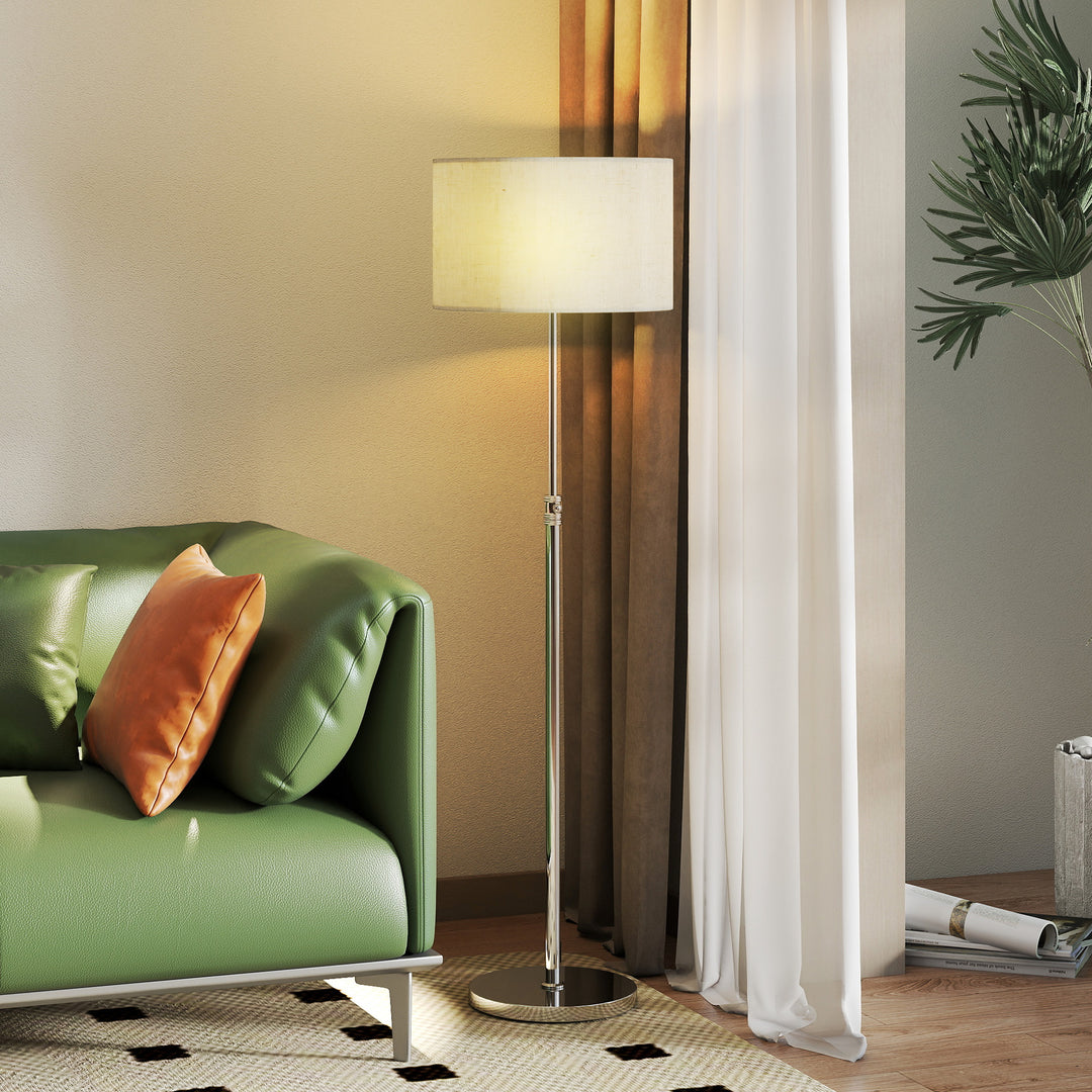 Dæmpbar gulvlampe med linnedskærm, E27, højdejusterbar, beige