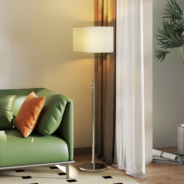 Dæmpbar gulvlampe med linnedskærm, E27, højdejusterbar, beige