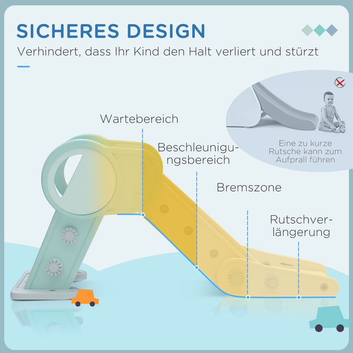 Rutsjebane til småbørn, sammenklappelig, indendørs, skridsikre trin, hævet sikkerhedskant, grøn