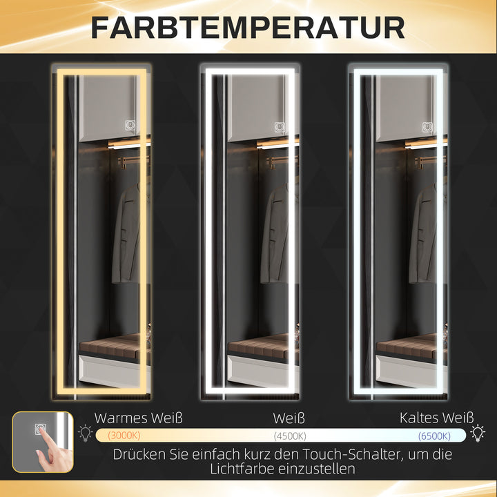 Helfigursspejl med led, dæmpbar, berøringssensor, hukommelsesfunktion, sølv, 40x120 cm